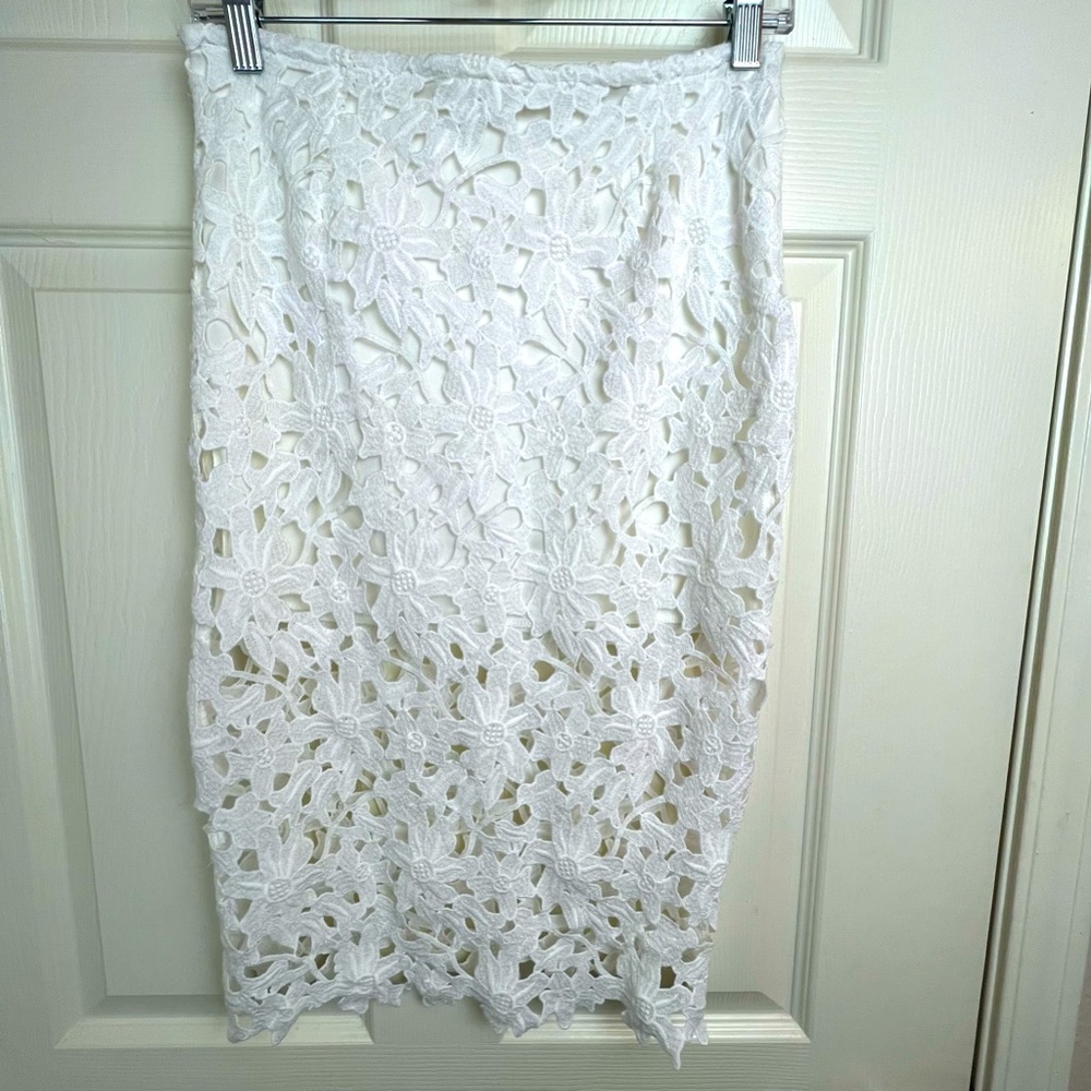 White Lace-style Pencil Skirt
